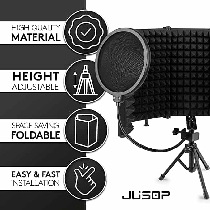 JUSOP Microphone Isolation Shield with Pop Filter